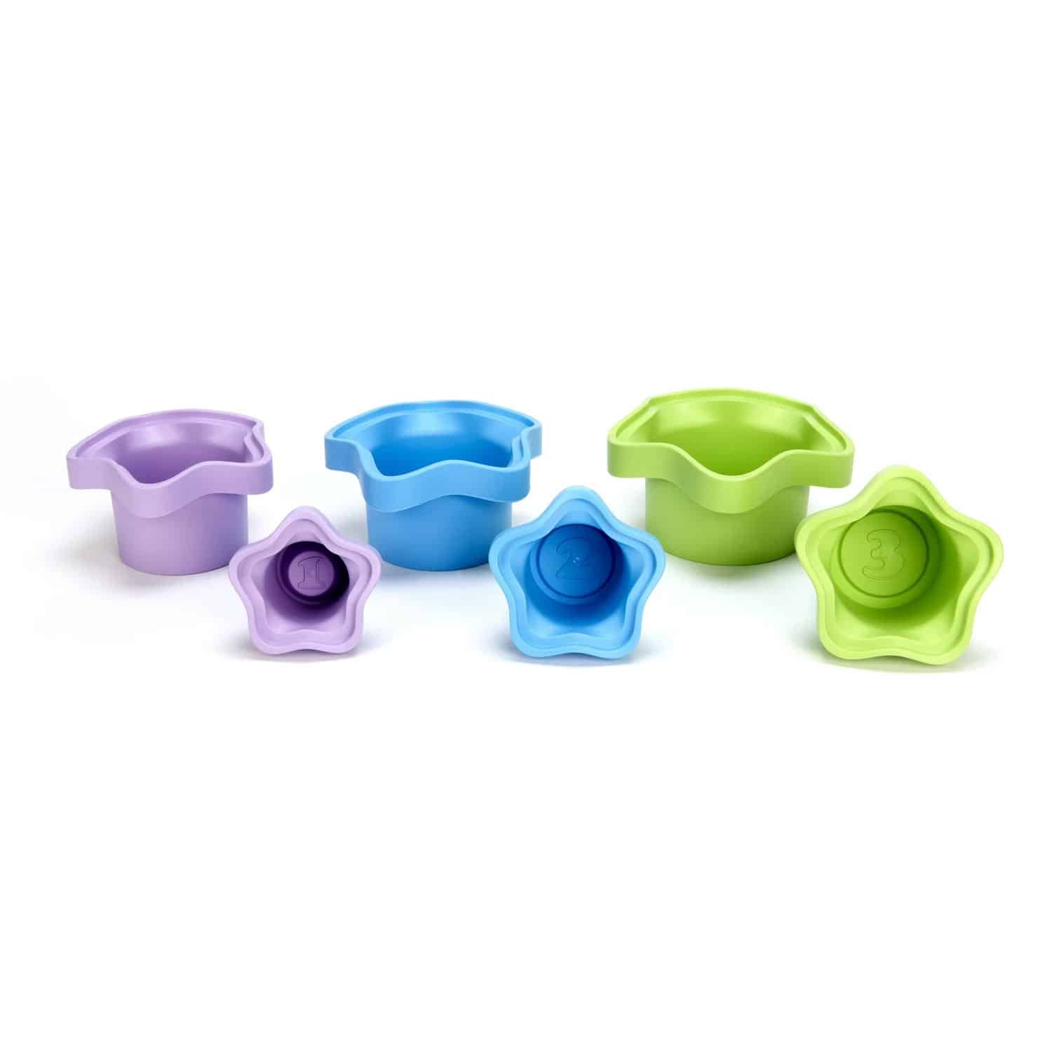 Green Toys Stacking Cups Purple_Blue_Green, Bath Toy, Baby_Toddler, Made from 100% Recycled Plastic - Image 3