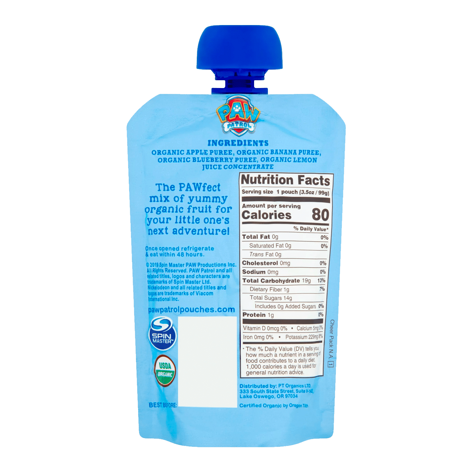 Paw Patrol Bold Blueberry Organic Mixed Fruit Puree, 3.5 oz - Image 2