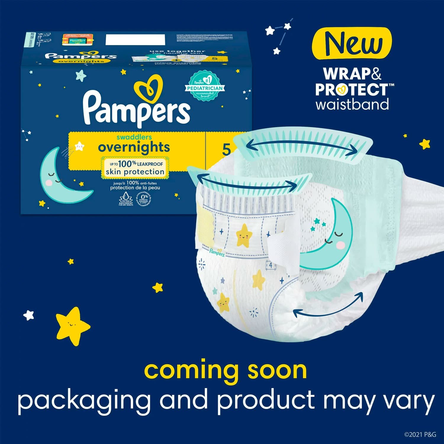 Pampers Swaddlers Overnight Diapers Size 6, 42 Count (Choose Your Size & Count) - Image 2