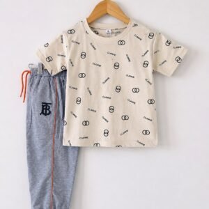 Grey Trouser and Off-White Shirts for Girls