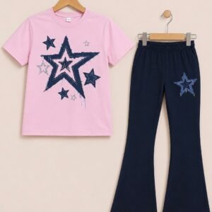 Pink and Black Trouser Shirt For Girls