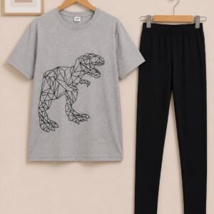 Grey and black Trouser shirt for Girls