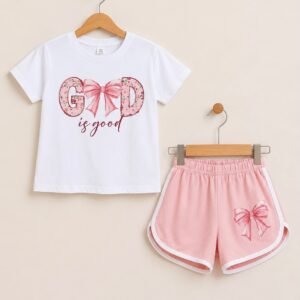 Pink and White Shorts and Shirt for Girls